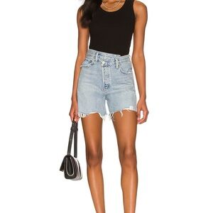 Agolde Criss Cross Jean Shorts in light wash